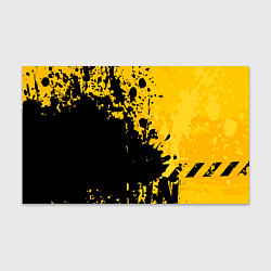Бумага для упаковки Пятна черной краски на желтом фоне