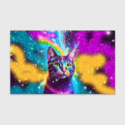 Бумага для упаковки Полосатый кот с разноцветной звездной туманностью