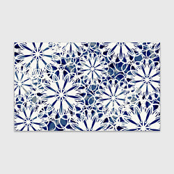 Бумага для упаковки Стилизованные цветы абстракция синее-белый