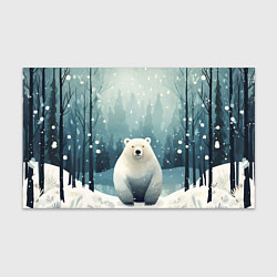 Бумага для упаковки Мишка в зимнем лесу в стиле фолк-арт