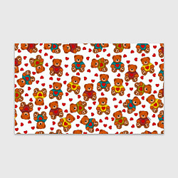 Бумага для упаковки Мишки игрушки в свитерах и сердечки, цвет: 3D-принт