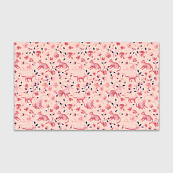 Бумага для упаковки Розовый паттерн с цветами и котиками