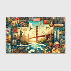 Бумага для упаковки Мост через реку и пэчворк - нейросеть арт USA brid, цвет: 3D-принт
