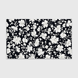 Бумага для упаковки Патерн белых цветов на черном фоне