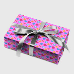 Бумага для упаковки Розовый паттерн с разноцветными сердечками, цвет: 3D-принт — фото 2