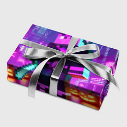 Бумага для упаковки Чувак с мечом в неоновом городе - Майнкрафт, цвет: 3D-принт — фото 2