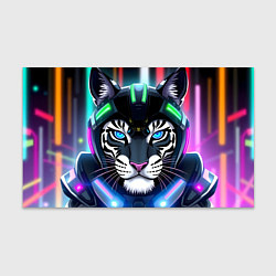 Бумага для упаковки Яркий неоновый кибер тигр
