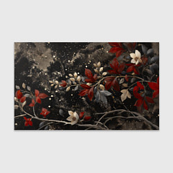 Бумага для упаковки Красные и белые листья на черном, цвет: 3D-принт