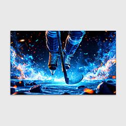 Бумага для упаковки Хоккеист в синем пламени