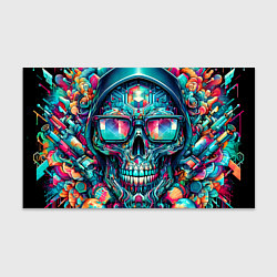 Бумага для упаковки Кибер череп в балахоне и очках - нейроарт фантазия