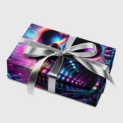 Бумага для упаковки Neon cyber skull, цвет: 3D-принт — фото 2