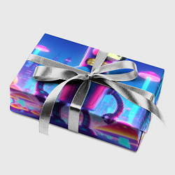 Бумага для упаковки Робот-сгибальщик Бендер в неоновом грибном мегапол, цвет: 3D-принт — фото 2