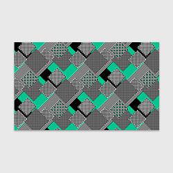 Бумага для упаковки Черно бирюзовая абстрактная геометрия пэчворк