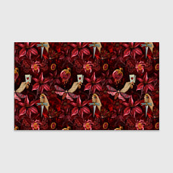 Бумага для упаковки Бордовая готика с сердцем, лилиями и мотыльками