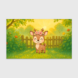 Бумага для упаковки Милый олененок на зеленом дворе, цвет: 3D-принт