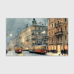 Бумага для упаковки Трамваи в зимнем Санкт-Петербурге