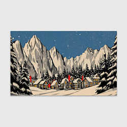 Бумага для упаковки Небольшой новогодний город в горах