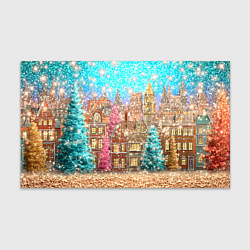 Бумага для упаковки Новогодний город в блестках