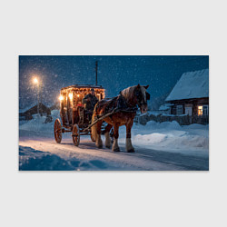 Бумага для упаковки Новогодняя лошадка с повозкой, цвет: 3D-принт