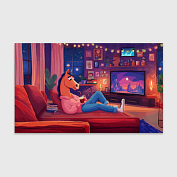 Бумага для упаковки Конь в Новогодние праздники у телевизора