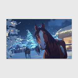 Бумага для упаковки Лошадь на фоне новогодней елки, цвет: 3D-принт