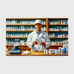 Бумага для упаковки Фармацевт у аптечных полок, цвет: 3D-принт
