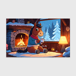 Бумага для упаковки Лошадка у камина