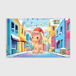 Бумага для упаковки Лошадка с новогоднем венком