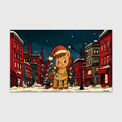 Бумага для упаковки Лошадка в новогодней гирлянде