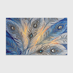 Бумага для упаковки Синие перья с самоцветами