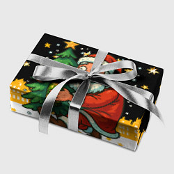 Бумага для упаковки Пьяный Санта с елкой и шампанским, цвет: 3D-принт — фото 2