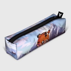 Пенал для ручек Грустный тигр на зимнем фоне, цвет: 3D-принт