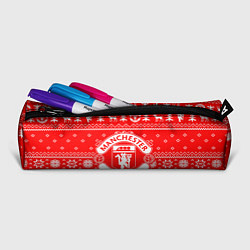 Пенал для ручек FC Manchester United: Новогодний узор, цвет: 3D-принт — фото 2