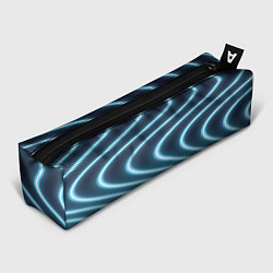 Пенал для ручек Неоновый свет Волны голубые на темном фоне, цвет: 3D-принт