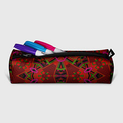 Пенал для ручек Геометрический этнический арабский узор в красно ч, цвет: 3D-принт — фото 2