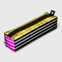 Пенал для ручек Желтые розовые и черные полосы на белом, цвет: 3D-принт