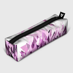 Пенал для ручек Мозаичный узор в розовых и сиреневых тонах на бело, цвет: 3D-принт