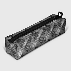 Пенал для ручек Black and White Ethnic Patchwork Pattern, цвет: 3D-принт