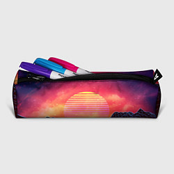 Пенал для ручек Абстрактные 3D неоновые горы на закате, цвет: 3D-принт — фото 2