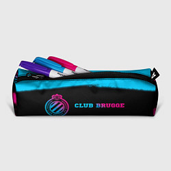 Пенал для ручек Club Brugge - neon gradient: надпись и символ, цвет: 3D-принт — фото 2