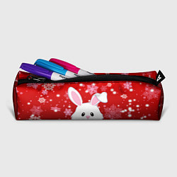 Пенал для ручек Весёлый кролик в снежинках, цвет: 3D-принт — фото 2