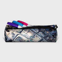 Пенал для ручек Абстрактное жидкое белое и синее стекло, цвет: 3D-принт — фото 2