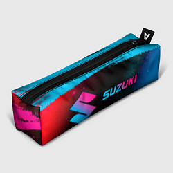 Пенал для ручек Suzuki - neon gradient: надпись и символ, цвет: 3D-принт
