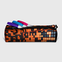 Пенал для ручек Чёрные и оранжевые кубики, цвет: 3D-принт — фото 2