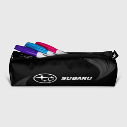 Пенал для ручек Subaru speed на темном фоне со следами шин: надпис, цвет: 3D-принт — фото 2