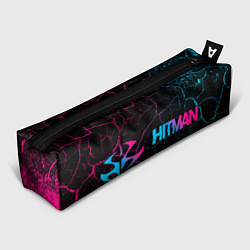 Пенал для ручек Hitman - neon gradient: надпись и символ, цвет: 3D-принт