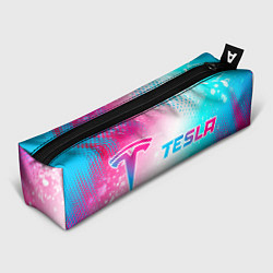 Пенал для ручек Tesla neon gradient style: надпись и символ, цвет: 3D-принт