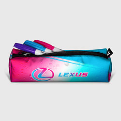 Пенал для ручек Lexus neon gradient style: надпись и символ, цвет: 3D-принт — фото 2