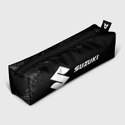 Пенал для ручек Suzuki speed на темном фоне со следами шин: надпис, цвет: 3D-принт