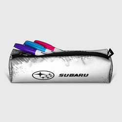 Пенал для ручек Subaru speed на светлом фоне со следами шин: надпи, цвет: 3D-принт — фото 2